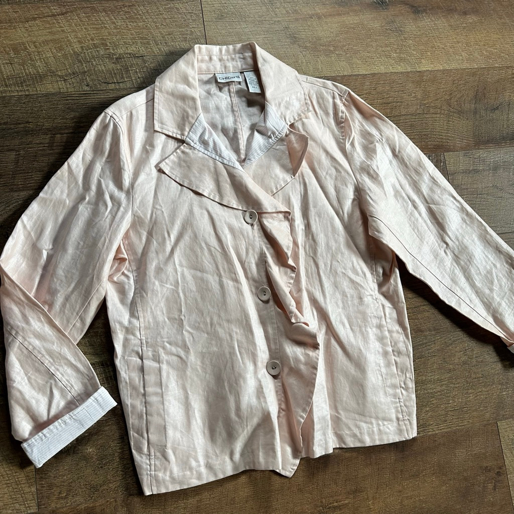Women's Chico's Pink Linen Blazer Size 2